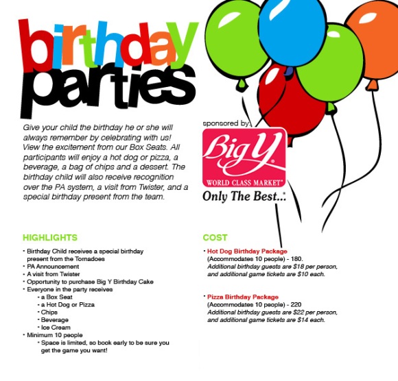 Celebrate your birthday with us at Hanover Insurance Park at Fitton Field!